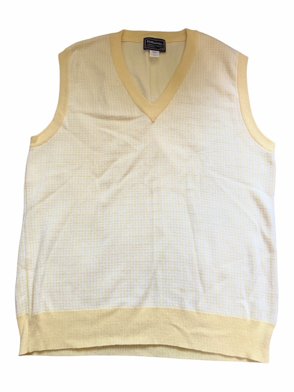 Heritage Knit Men's Yellow Gingham V-Neck Sweater Vest L